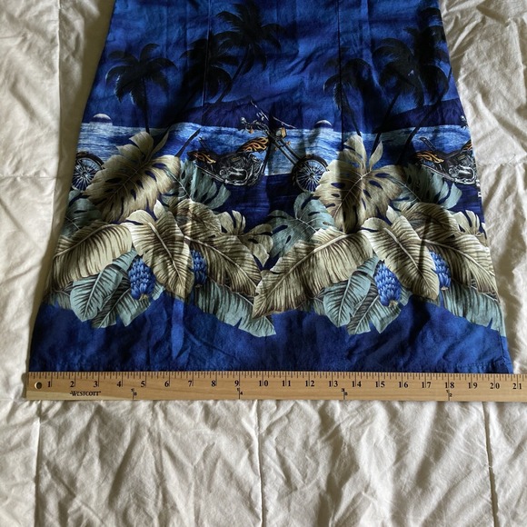 Pacific Legend VTG Hawaii Mini Dress Womens M Chopper Motorcycle Blue Cotton USA - Picture 12 of 14